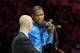 May 7, 2014; Oklahoma City, OK, USA; NBA Commissioner Adam Silver presents the NBA Most Valuable Player award to Oklahoma City Thunder forward Kevin Durant (35) prior to action against the Los Angeles Clippers in game two of the second round of the 2014 NBA Playoffs at Chesapeake Energy Arena. Mandatory Credit: Mark D. Smith-USA TODAY Sports