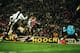 3 Apr 1996: Stan Collymore of Liverpool scores a dramatic last minute winning goal during the FA Carling Premiership match between Liverpool and Newcastle United played at Anfield, in Liverpool, England. Liverpool won the match 4-3. \ Mandatory Credit: Stu Forster/Getty Images