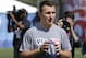 Texas A&M's Johnny Manziel participates in an NFL event in New York, Wednesday, May 7, 2014. The event was to promote Play 60, an NFL program which encourages kids to be active for a healthy life. (AP Photo/Seth Wenig)