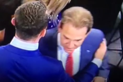 Vine: Nick Saban, Johnny Manziel Share Awkward Embrace at NFL Draft