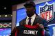 NEW YORK, NY - MAY 08: Jadeveon Clowney of the South Carolina Gamecocks poses with a jersey after he was picked #1 overall by the Houston Texansduring the first round of the 2014 NFL Draft at Radio City Music Hall on May 8, 2014 in New York City. (Photo by Elsa/Getty Images)