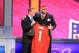 May 8, 2014; New York, NY, USA; Mike Evans (Texas A&M) with Roger Goodell after being selected as the number seven overall pick in the first round of the 2014 NFL Draft to the Tampa Bay Buccaneers at Radio City Music Hall. Mandatory Credit: Brad Penner-USA TODAY Sports