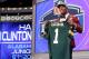 May 8, 2014; New York, NY, USA; Ha Ha Clinton-Dix (Alabama) poses for photos after being selected as the number twenty-one overall pick in the first round of the 2014 NFL Draft to the Green Bay Packers at Radio City Music Hall. Mandatory Credit: Adam Hunger-USA TODAY Sports