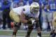 Notre Dame oofensive tackle Zack Martin waits for snap against Air Force in the third quarter of Notre Dame's 45-20 victory in an NCAA football game at the Air Force Academy, Colo., on Saturday, Oct. 26, 2013. (AP Photo/David Zalubowski)