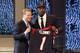 NEW YORK, NY - MAY 08: Jadeveon Clowney of the South Carolina Gamecocks stands on stage with NFL Commissioner Roger Goodell after he was picked #1 overall by the Houston Texansduring the first round of the 2014 NFL Draft at Radio City Music Hall on May 8, 2014 in New York City. (Photo by Cliff Hawkins/Getty Images)