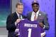 Louisville quarterback Teddy Bridgewater poses with NFL commissioner Roger Goodell after being selected by the Minnesota Vikings as the 32 pick in the first round of the 2014 NFL Draft, Thursday, May 8, 2014, in New York. (AP Photo/Frank Franklin II)