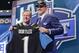 Central Florida quarterback Blake Bortles poses with NFL commissioner Roger Gooddell after being selected as the third pick by the Jacksonville Jaguars in the first round of the 2014 NFL Draft, Thursday, May 8, 2014, in New York. (AP Photo/Craig Ruttle)