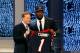 NEW YORK, NY - MAY 08: Jadeveon Clowney of the South Carolina Gamecocks stands on stage with NFL Commissioner Roger Goodell after he was picked #1 overall by the Houston Texansduring the first round of the 2014 NFL Draft at Radio City Music Hall on May 8, 2014 in New York City. (Photo by Cliff Hawkins/Getty Images)