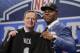 Khalil Mack poses with NFL commissioner Roger Goodell.