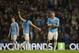 Manchester City's Aleksander Kolarov, right, celebrates after his team's 4-0 win against Aston Villa in their English Premier League soccer match at the Etihad Stadium, Manchester, England, Wednesday May 7, 2014. (AP Photo/Jon Super)