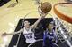 Dallas Mavericks' Monta Ellis (11) is defended by San Antonio Spurs' Manu Ginobili (20), of Argentina, while driving to the basket during the first half of Game 5 of the opening-round NBA basketball playoff series on Wednesday, April 30, 2014, in San Antonio. (AP Photo/Eric Gay)