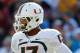 CHESTNUT HILL, MA - SEPTEMBER 01: Stephen Morris #17 of the Miami Hurricanes in action against the Boston College Eagles during the game on September 1, 2012 at Alumni Stadium in Chestnut Hill, Massachusetts. (Photo by Jared Wickerham/Getty Images)