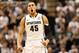 EAST LANSING, MI - FEBRUARY 06: Denzel Valentine #45 of the Michigan State Spartans reacts during the first half while playing the Iowa Hawkeyes at the Jack T. Breslin Student Events Center on February 6, 2014 in East Lansing, Michigan. (Photo by Gregory Shamus/Getty Images)