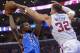 May 9, 2014; Los Angeles, CA, USA;Los Angeles Clippers forward Blake Griffin (32) blocks a shot by Oklahoma City Thunder forward Kevin Durant (35) during the second quarter of game three of the second round of the 2014 NBA Playoffs at Staples Center. Mandatory Credit: Robert Hanashiro-USA TODAY Sports