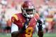 LOS ANGELES, CA - SEPTEMBER 21: Marqise Lee #9 of the USC Trojans warms up before the game against the Utah State Aggies at the Los Angeles Memorial Coliseum on September 21, 2013 in Los Angeles, California. (Photo by Harry How/Getty Images)