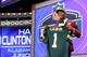 May 8, 2014; New York, NY, USA; Ha Ha Clinton-Dix (Alabama) poses for photos after being selected as the number twenty-one overall pick in the first round of the 2014 NFL Draft to the Green Bay Packers at Radio City Music Hall. Mandatory Credit: Adam Hunger-USA TODAY Sports