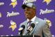 May 9, 2014; Eden Prairie, MN, USA; Minnesota Vikings quarterback Teddy Bridgewater addresses the media at Winter Park Fieldhouse. Mandatory Credit: Brad Rempel-USA TODAY Sports