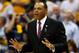 MEMPHIS, TN - MAY 25: Head coach Lionel Hollins of the Memphis Grizzlies reacts in the second half while taking on the San Antonio Spurs during Game Three of the Western Conference Finals of the 2013 NBA Playoffs at the FedExForum on May 25, 2013 in Memphis, Tennessee. NOTE TO USER: User expressly acknowledges and agrees that, by downloading and or using this photograph, User is consenting to the terms and conditions of the Getty Images License Agreement. (Photo by Kevin C. Cox/Getty Images)