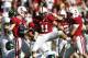 Stanford linebacker Shane Skov (11) celebrates after bringing down Oregon's LaMichael James during the second quarter of an NCAA college football game in Stanford, Calif., Saturday, Nov. 7, 2009. (AP Photo/Marcio Jose Sanchez)