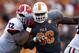Tennessee defensive lineman Daniel McCullers (98) rushes against Georgia offensive tackle Kenarious Gates (72) in the third quarter of an NCAA college football game on Saturday, Oct. 5, 2013 in Knoxville, Tenn. Georgia won 34-31. (AP Photo/Wade Payne)