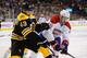 BOSTON, MA - MAY 10: Matt Bartkowski #43 of the Boston Bruins skates against Michael Bournival #49 of the Montreal Canadiens in Game Five of the Second Round of the 2014 Stanley Cup Playoffs at TD Garden on May 10, 2014 in Boston, Massachusetts. (Photo by Brian Babineau/NHLI via Getty Images)