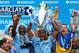 MANCHESTER, ENGLAND - MAY 11: Vincent Kompany of Manchester City lifts the Premier League trophy at the end of the Barclays Premier League match between Manchester City and West Ham United at the Etihad Stadium on May 11, 2014 in Manchester, England. (Photo by Alex Livesey/Getty Images)