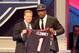 Jadeveon Clowney poses with NFL Commissioner Roger Goodell and his jersey after being selected first by the Houston Texans at the 2014 NFL Draft at Radio City on Thursday, May 8th, 2014 in New York, NY. (AP Photo/Gregory Payan)