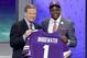 Louisville quarterback Teddy Bridgewater poses with NFL commissioner Roger Goodell after being selected by the Minnesota Vikings as the 32 pick in the first round of the 2014 NFL Draft, Thursday, May 8, 2014, in New York. (AP Photo/Frank Franklin II)