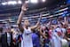 May 11, 2014; Los Angeles, CA, USA; Los Angeles Clippers forward Blake Griffin (32) celebrates at the end of game four of the second round of the 2014 NBA Playoffs against the Oklahoma City Thunder at Staples Center. The Clippers defeated the Thunder 101-99 to tie the series 2-2.Mandatory Credit: Kirby Lee-USA TODAY Sports