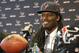 Houston Texans No. 1 overall NFL draft pick defensive end Jadeveon Clowney smiles during an introductory NFL football news conference Friday, May 9, 2014, in Houston. (AP Photo/Pat Sullivan)
