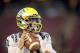 PALO ALTO, CA - NOVEMBER 07: Marcus Mariota #8 of the Oregon Ducks warms up before their game against the Stanford Cardinal at Stanford Stadium on November 7, 2013 in Palo Alto, California. (Photo by Ezra Shaw/Getty Images)