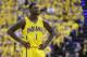 Indiana Pacers guard Lance Stephenson reacts after being charged with a foul against the Washington Wizards during the second quarter of game 1 of the Eastern Conference semifinal NBA basketball playoff series in Indianapolis, Monday, May 5, 2014(AP Photo/Michael Conroy)