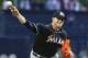 Miami Marlins starting pitcher Jose Fernandez works the first inning against the San Diego Padres during a baseball game on Friday, May 9, 2014, in San Diego. (AP Photo/Lenny Ignelzi)