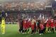 Sevilla team celebrates at the end of their Europa League semifinal second leg soccer match against Valencia at the Mestalla stadium in Valencia, Spain, Thursday, May 1, 2014. Valencia lost 2-0 in the first leg at Sevilla. The game ended 3-1. Sevilla qualified for the final Europa League. (AP Photo/Alberto Saiz)
