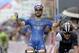 France's Nacer Bouhanni celebrates as he crosses the finish line to win the fourth stage of the Giro d'Italia, Tour of Italy cycling race, from Giovinazzo to Bari, Italy, Tuesday May 13, 2014. (AP Photo/Fabio Ferrari)