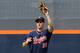 Virginia's Mike Papi makes a catch in the eighth inning of an NCAA super regional college baseball game in Charlottesville, Va., Monday, June 10, 2013. Mississippi State defeated Virginia 6-5 advancing to the College World Series. (AP Photo/Andrew Shurtleff)