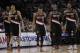 Portland Trail Blazers' LaMarcus Aldridge, left, Nicolas Batum (88), Damian Lillard (0), Wesley Matthews (2), and Thomas Robinson (41) walk on to the court following a time out during the first half of Game 2 of a Western Conference semifinal NBA basketball playoff series against the San Antonio Spurs, Thursday, May 8, 2014, in San Antonio. (AP Photo/Eric Gay)