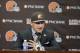 Cleveland Browns quarterback Johnny Manziel, from Texas A&M, answers questions at his introductory news conference at the NFL football team's facility in Berea, Ohio Friday, May 9, 2014. The Browns chose Manziel with the 22nd overall pick in the NFL draft. (AP Photo/Tony Dejak)