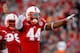 LINCOLN, NE - NOVEMBER 16: Defensive end Randy Gregory #44 of the Nebraska Cornhuskers reacts after a tackle during their game at against the Michigan State Spartans Memorial Stadium on November 16, 2013 in Lincoln, Nebraska. (Photo by Eric Francis/Getty Images)