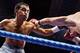 WBO flyweight champion Omar Narvaez of Argentina, left, fights against challenger Ivan Pozo of Spain in Vigo, Spain, on Friday, May 9, 2008. Narvaez won with a technical knockout. (AP Photo/Lalo R. Villar)