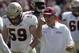 Floida State head coach Jimbo Fisher works on the field during an NCAA college spring football game on Saturday, April 12, 2014, in Tallahassee, Fla. (AP Photo/Steve Cannon)