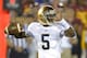 Notre Dame quarterback Everett Golson passes during the first half of an NCAA college football game against Southern California, Saturday, Nov. 24, 2012, in Los Angeles. (AP Photo/Mark J. Terrill)