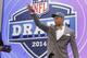 Vanderbilt wide receiver Jordan Matthews reacts to the crowd after being selected as the 42 pick by the Philadelphia Eagles in the second round of the 2014 NFL Draft, Friday, May 9, 2014, in New York. (AP Photo/Jason DeCrow)