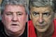 FILE PHOTO - EDITORS NOTE: COMPOSITE OF TWO IMAGES - Image Numbers 475761157 (L) and 174461843) In this composite image a comparison has been made between Steve Bruce manager of Hull City and Arsene Wenger Manager of Arsenal. Arsenal and Hull City meet in the FA Cup Final on May 17,2014 at Wembley Stadium, London,England. ***LEFT IMAGE*** HULL, ENGLAND - MARCH 01: Steve Bruce manager of Hull City looks on prior to the Barclays Premier League match between Hull City and Newcastle United at KC Stadium on March 1, 2014 in Hull, England. (Photo by Matthew Lewis/Getty Images) ***RIGHT IMAGE*** SAITAMA, JAPAN - JULY 26: Arsene Wenger,coach of Arsenal looks on prior to the pre-season friendly match between Urawa Red Diamonds and Arsenal at Saitama Stadium on July 26, 2013 in Saitama, Japan. (Photo by Masashi Hara/Getty Images)
