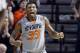 FILE - In this March 1, 2014, file photo, Oklahoma State guard Marcus Smart celebrates during the second half of an NCAA college basketball game against Kansas in Stillwater, Okla. Smart has declared for the NBA draft. He averaged 18 points, 5.9 rebounds and 4.8 assists per game this season. (AP Photo/Sue Ogrocki, File)