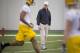 Green Bay Packers General manager Ted Thompson keeps an eye on drills during NFL football rookie camp Friday, May 16, 2014, in Green Bay, Wis. (AP Photo/Mike Roemer)
