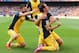 BARCELONA, SPAIN - MAY 17: Diego Godin of Club Atletico de Madrid celebrates after scoring his goal during the La Liga match between FC Barcelona and Club Atletico de Madrid at Camp Nou on May 17, 2014 in Barcelona, Spain. (Photo by Alex Livesey/Getty Images)