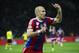 Bayern's Arjen Robben of the Netherlands celebrates scoring his side's first goal during the German Soccer Cup Final between FC Bayern Munich and Borussia Dortmund at the Olympic Stadium in Berlin, Germany, Saturday, May 17, 2014. (AP Photo/Gero Breloer)