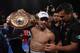 INGLEWOOD, CA - MAY 17: Juan Manuel Marquez celebrates his victory over Mike Alvarado at The Forum on May 17, 2014 in Inglewood, California. (Photo by Jeff Gross/Getty Images)