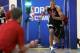 Dante Exum, from Australia, participates in the three-quarters-court sprint in the 2014 NBA basketball draft combine Friday, May 16, 2014, in Chicago. (AP Photo/Charles Rex Arbogast)